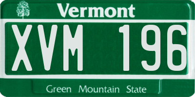 VT license plate XVM196
