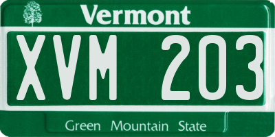 VT license plate XVM203