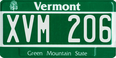 VT license plate XVM206