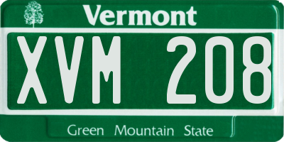 VT license plate XVM208