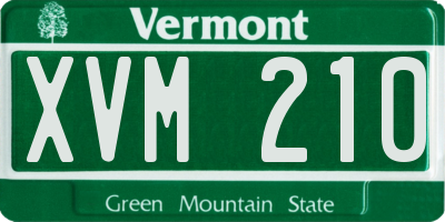 VT license plate XVM210