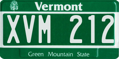 VT license plate XVM212