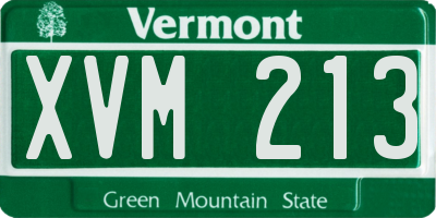 VT license plate XVM213