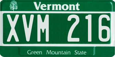 VT license plate XVM216