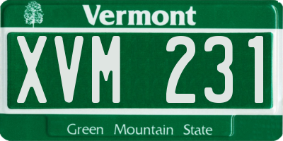 VT license plate XVM231