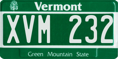 VT license plate XVM232