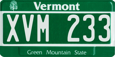 VT license plate XVM233