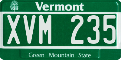 VT license plate XVM235