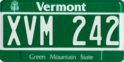 VT license plate XVM242