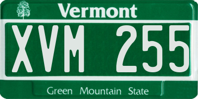 VT license plate XVM255