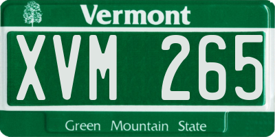 VT license plate XVM265