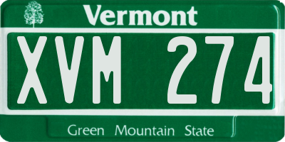 VT license plate XVM274