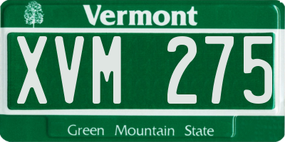 VT license plate XVM275