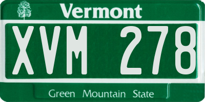 VT license plate XVM278