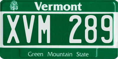 VT license plate XVM289