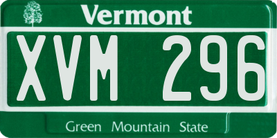 VT license plate XVM296