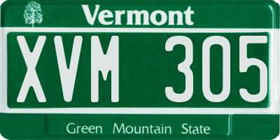 VT license plate XVM305