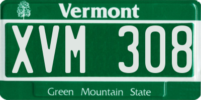 VT license plate XVM308