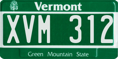 VT license plate XVM312