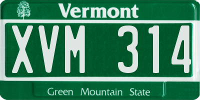 VT license plate XVM314