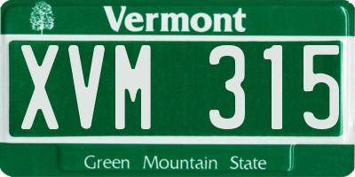 VT license plate XVM315