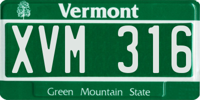 VT license plate XVM316