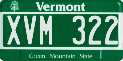 VT license plate XVM322