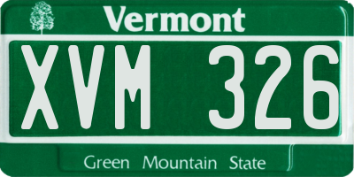 VT license plate XVM326