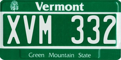 VT license plate XVM332