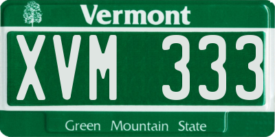 VT license plate XVM333