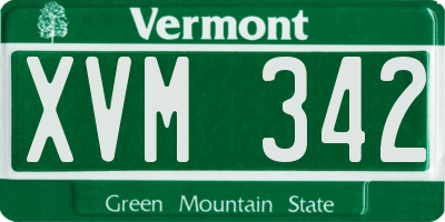 VT license plate XVM342