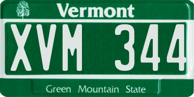 VT license plate XVM344