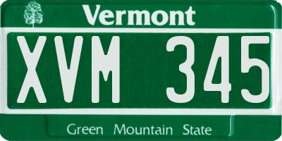 VT license plate XVM345