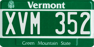VT license plate XVM352
