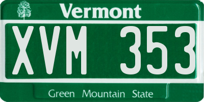 VT license plate XVM353