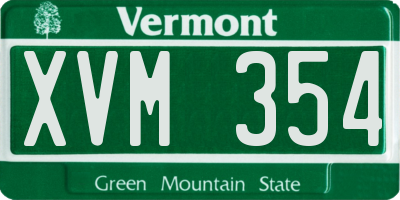 VT license plate XVM354