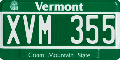 VT license plate XVM355