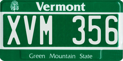 VT license plate XVM356