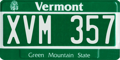 VT license plate XVM357