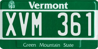 VT license plate XVM361