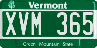 VT license plate XVM365