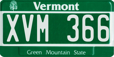 VT license plate XVM366
