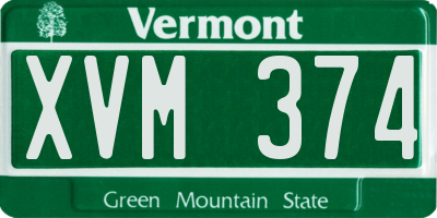 VT license plate XVM374