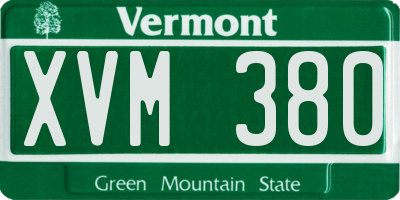 VT license plate XVM380
