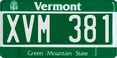 VT license plate XVM381
