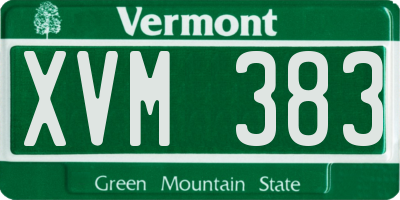 VT license plate XVM383