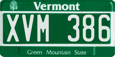 VT license plate XVM386
