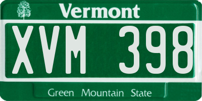 VT license plate XVM398