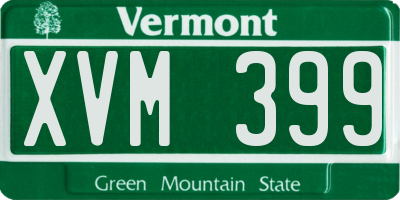 VT license plate XVM399