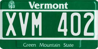 VT license plate XVM402